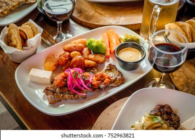 Fine Dining Grilled Steaks Fried Banana Stock Photo 752963821 ...