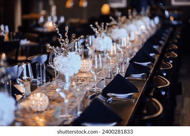 Fine dining large table setting