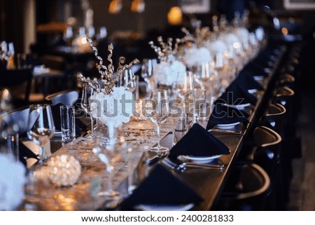 Fine dining large table setting
