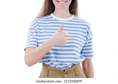 I'm Fine. Happy young woman showing approval gesture, smiling isolated over white studio wall, copyspace. Human body part positive gesture.  - Shutterstock ID 2173330879