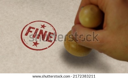 Fine stamp and stamping hand. Good, right or penalty concept.