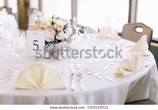 Fine Wedding Flower Table Arrangement Reception Stock Photo Edit