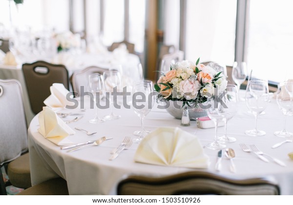 Fine Wedding Flower Table Arrangement Reception Stock Photo Edit