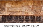 A finely carved Stone Art on the outer walls of Parsurameswar Temple, Bhubaneswar, Odisha,  India. This ancient Hindu temple dates back to the 7th century. 
