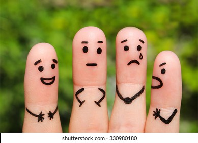 Finger art. Concept of group of people with different personalities.  - Shutterstock ID 330980180
