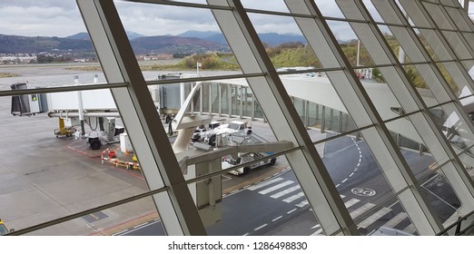 Finger At The Bilbao Airport In The Basque Country