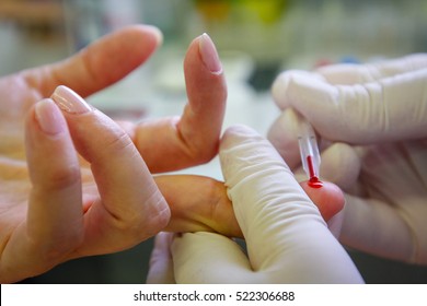Finger blood test in a hospital