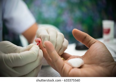 Finger Blood Test In A Hospital