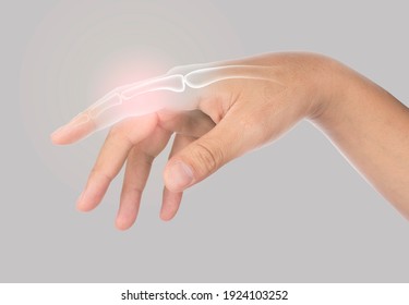 Finger Bone Pain Gray Background Finger Injury