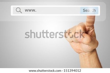 Finger clicking a search button