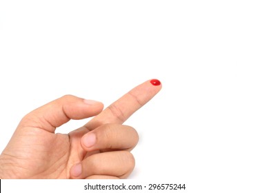 Finger With Drop Of Fresh Blood