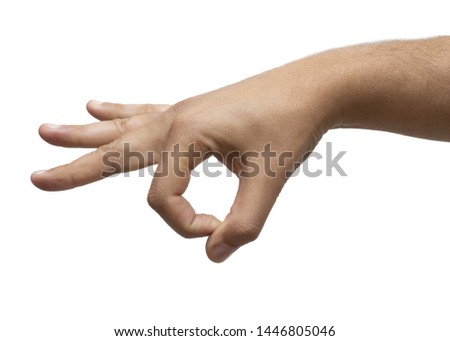 
finger flick hand on white background isolated. Male hand gesture in high resolution.
