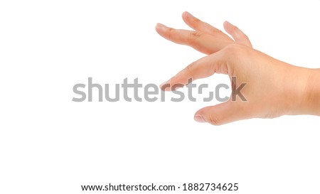Finger flick hand on white background isolated. Female hand gesture.