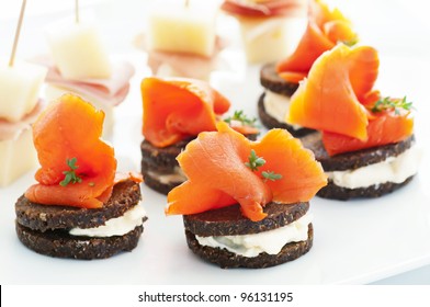 Finger Food With Salmon And Ham