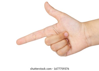 Finger Gun Gesture On White Background Stock Photo (Edit Now) 1677759376