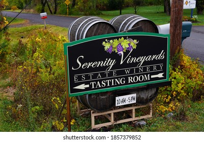 Finger Lakes, NY., Oct 2020: View Of Vineyard Signage                               