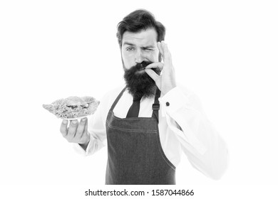 Finger licking good. Bearded man enjoy food taste. Cook chef taste cooked dish. Taste testing. Meals that cater to every taste. Catering service.