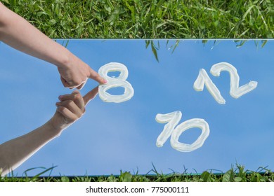 Finger Painting Numbers On Mirror