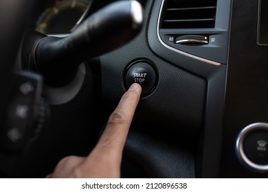 Finger press start stop button. Keyless system. Black plastic interior.