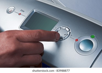 finger presses the button device