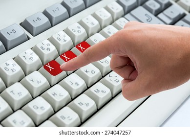 Finger Pressing Button Keywords Xxx On Keyboard Computer