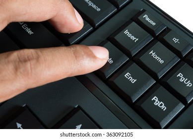 finger pressing the computer button : Delete