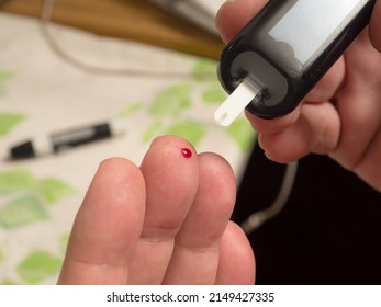 Finger Prick Blood Test For Diabetes Closeup