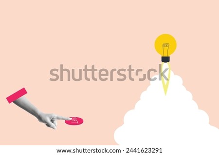 Finger push start button. concept of New startup launch, business ideas, and creativity
