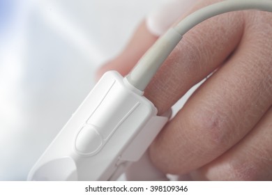 Finger Sensor Of Seriously Ill Patient Macro.