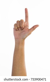 Finger Spelling The Alphabet Letter L In American Hand Sign Language