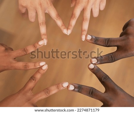 Finger star - diverse hands in circle, celebrate different skin tones