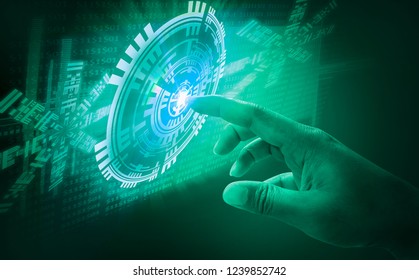 Finger touch interface abstract concepts, involving very modern futuristic technology and design,with innovative humanity,creating and developing technology of modern world,for progress of things.