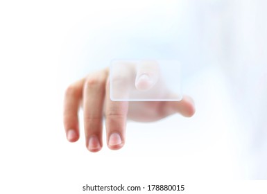 finger touching button 