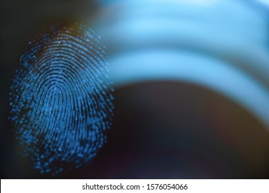 Fingerprint on glass, forensics, detective