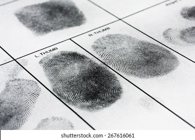 Fingerprint On Police Fingerprint Card.