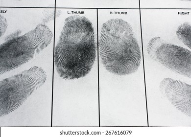 Fingerprint On Police Fingerprint Card.