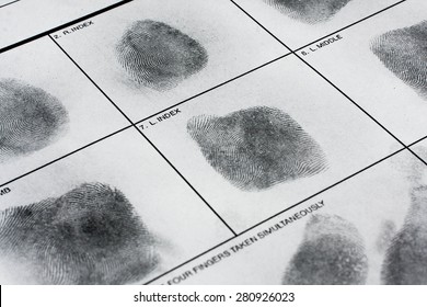 Fingerprint On Police Fingerprint Card.