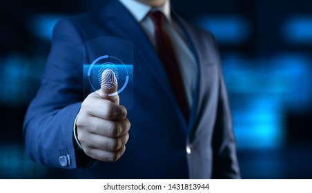 Fingerprint scan provides security access with biometrics identification. Business Technology Safety Internet Concept - Powered by Shutterstock