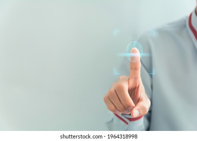 Fingerprint scan provides security access with biometrics identification. Business Technology Safety Internet Network Concept,copy space for text. - Powered by Shutterstock