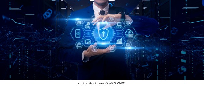 Fingerprint scan provides security access with biometrics identification.Futuristic Technology in smart business high efficiency using ai artificial intelligence,RPA,5g,big data,iot,vr,Log4j.