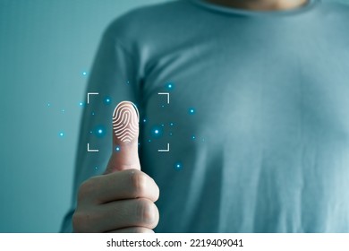 Fingerprint scanning and biometric authentication, cybersecurity and fingerprint password, Future Technology. Business Technology Safety Internet Network Concept. - Powered by Shutterstock