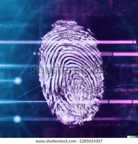 Fingerprint scanning, biometric authentication, cybersecurity and fingerprint password, future technology and cybernetic. E-kyc technology against digital cyber crime. High quality photo