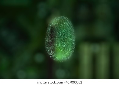 Fingerprint scanning for secure access. Modern tech green background. - Powered by Shutterstock