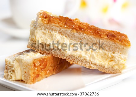 Fingers of almond spongecake with a cream filling.  Known as 