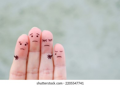 Fingers art of displeased family. Concept of solution to problems, support in difficult situations. - Shutterstock ID 2205547741