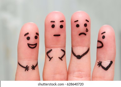 Fingers art of people. Concept of group of people with different personalities.  - Shutterstock ID 628640720