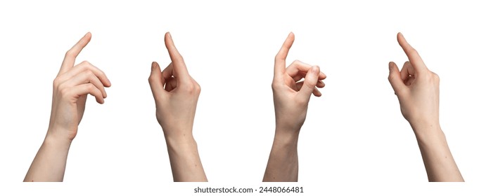 Fingers clicking, touching, pointing gestures, signs set isolated on white background. - Powered by Shutterstock