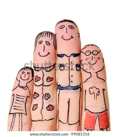 Fingers Family isolated on white background