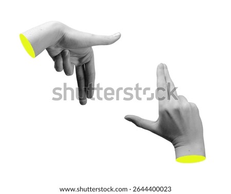 Fingers forming rectangular frame in creative gesture for photography composition. Focus on vision and shot planning with artistic expression. Isolated on white background.