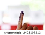 Fingers smeared with ink indicate that someone has held a general election. presidential and vice presidential elections in Indonesia.